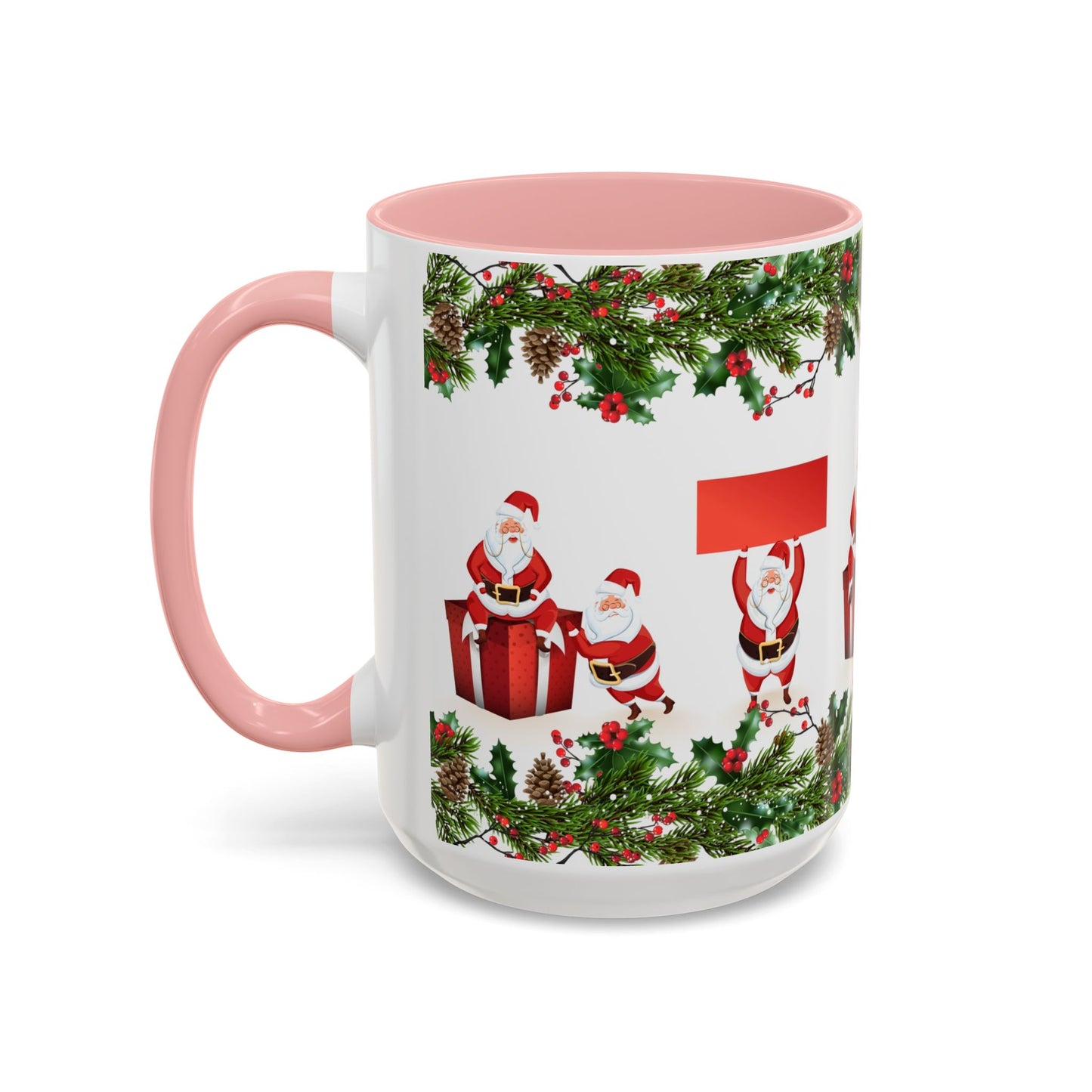 Christmas Santa Pattern Accent Coffee Mug (11/15oz)