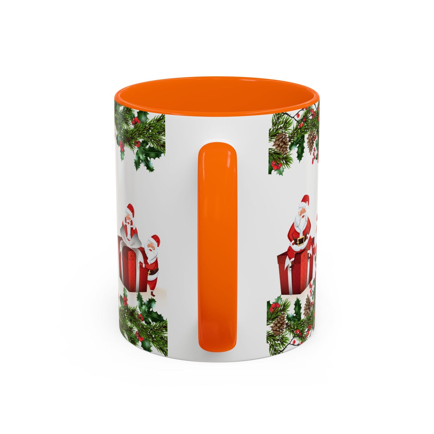 Christmas Santa Pattern Accent Coffee Mug (11/15oz)